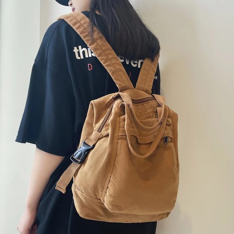 Mochila Harajuku Retro para mujer, bolso de lona para ordenador portátil, a la moda, para estudiantes