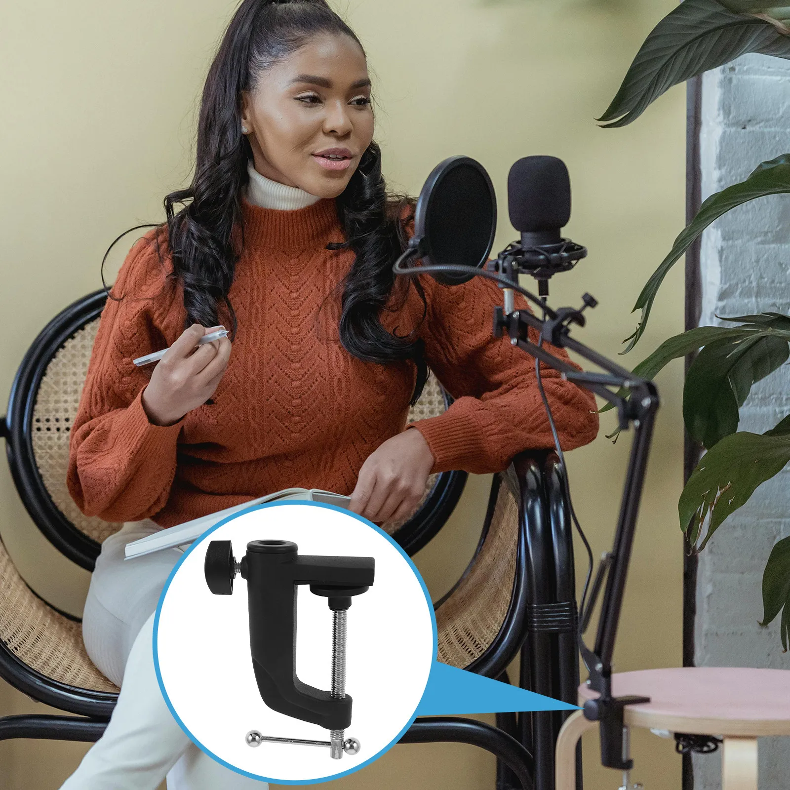Adjustable Heavy Duty Table Mount Clamp Metal Mic Suspension Boom Scissor Arm Stand Holder for Home Office Desktop Recording