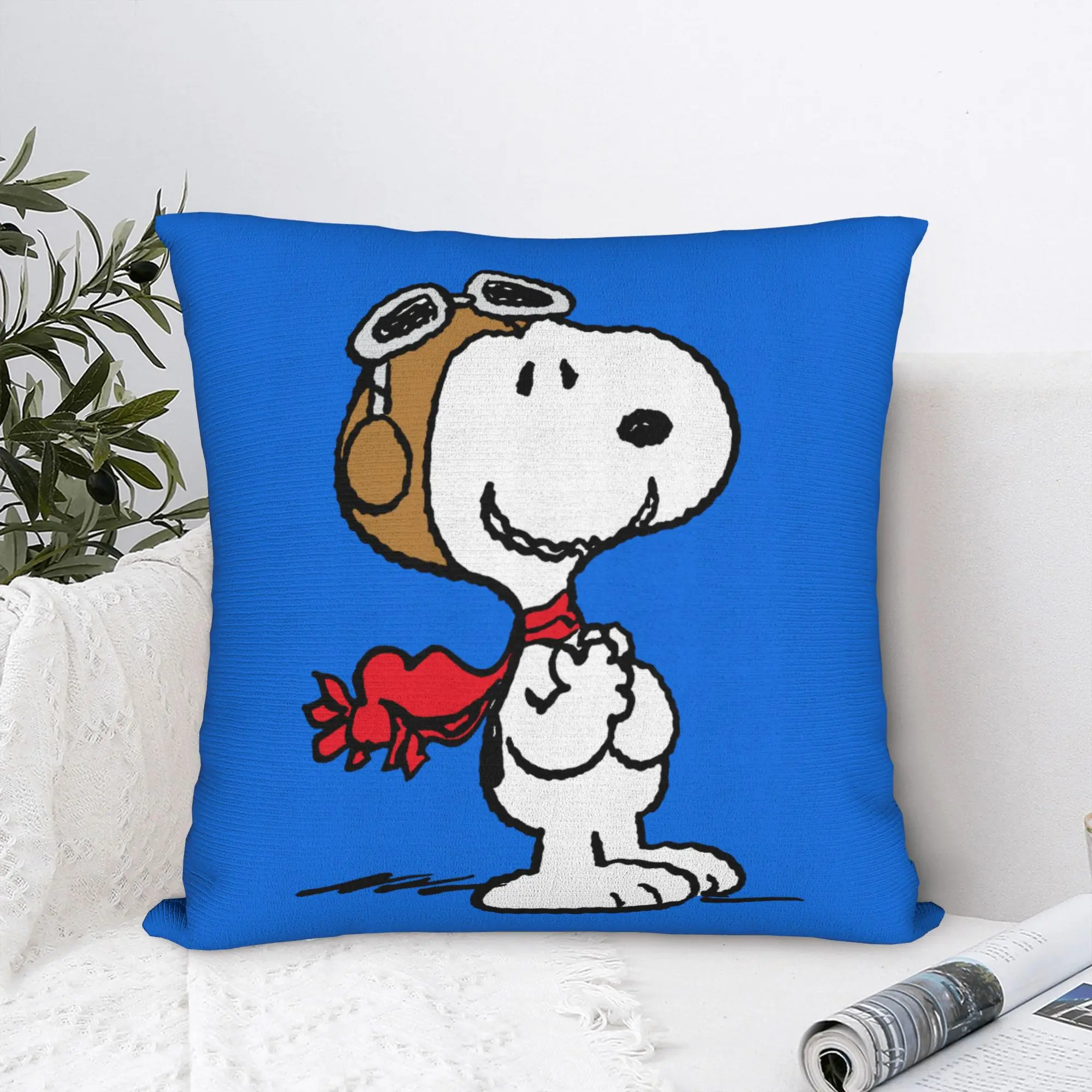 Snoopys The Flying Ace Square Pillow Case Polyester Throw Pillow ACE Pilot Customized Cushion Covers