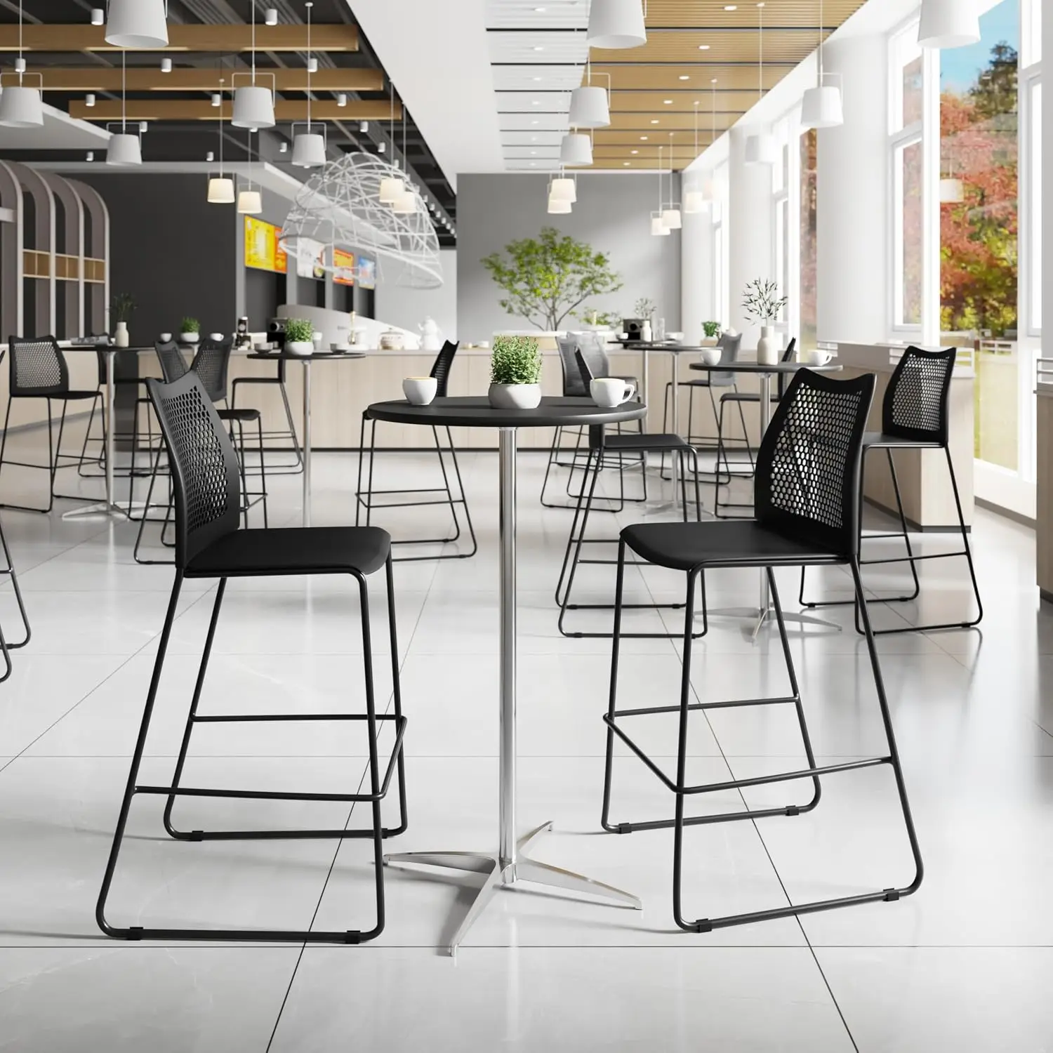 Hercules Bar Stool with Air-Vent Back for Kitchen & Bar, Black 3-Pack, Customized