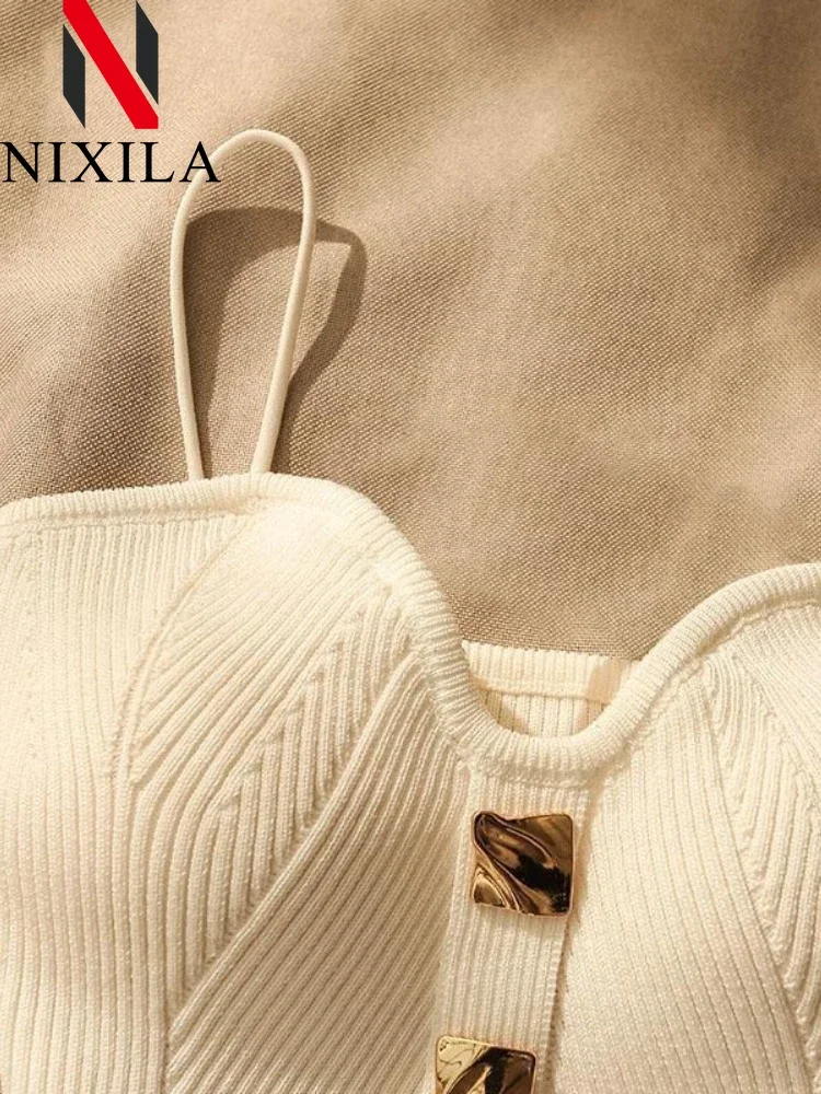 Women's Summer Halter Neck Sleeveless Crop Top Small Perfume Style Knit Undershirt External Wear Fashionable Casual Clothing