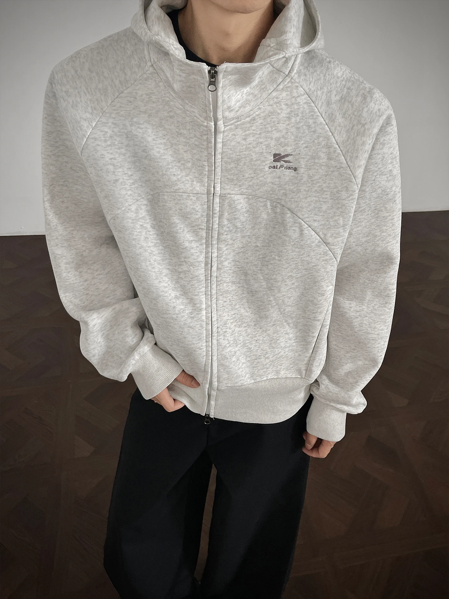 

Мужской кардиган с капюшоном, вышивкой и молнией, свободного кроя, весна-осень, в американском ретро-стиле, модный, удлиненный, на молнии