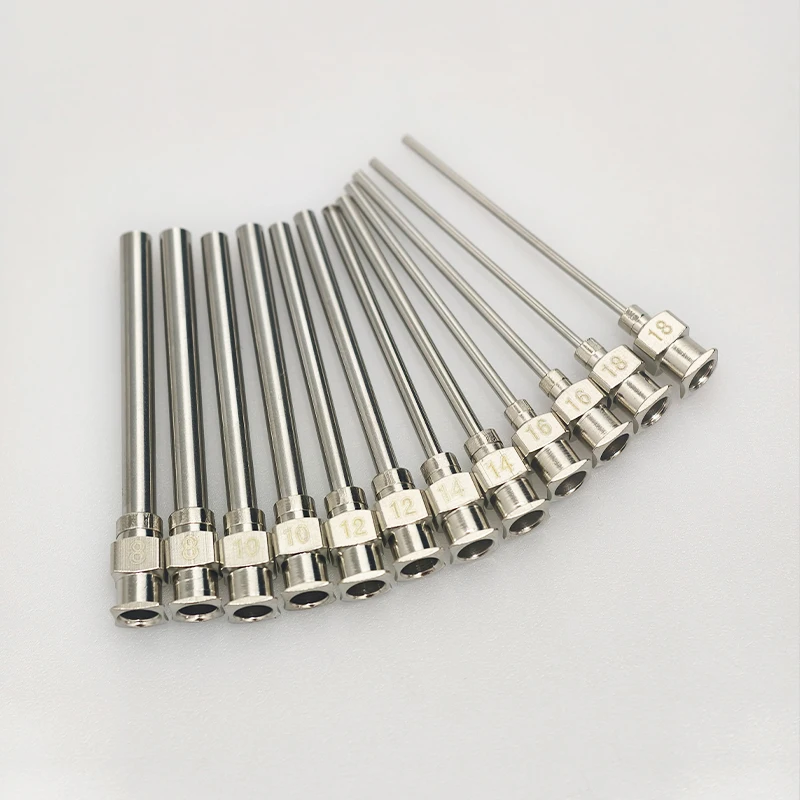 Aiguilles à pointe arrondie en acier inoxydable industriel 304, 1,5 pouce, 8-30G, 12 pièces/boîte, entièrement métalliques, pour la distribution de colle.
