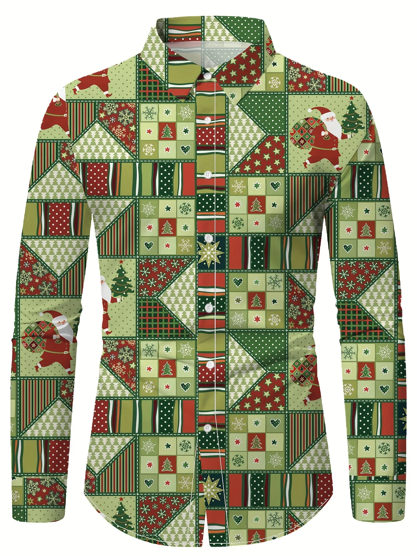 

Christmas Festival Theme Men's 3D Prints Formal Shirts Christmas Tree Santa Claus Graphic Long Sleeve Shirt Fashion Men's Shirts