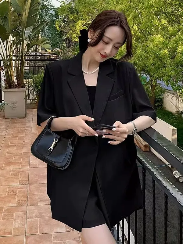 

Slimming Summer Casual Women's Suit Set plus Size Faionable Two-Piece ort Pants Outfit Ele Feel Thin Appearance