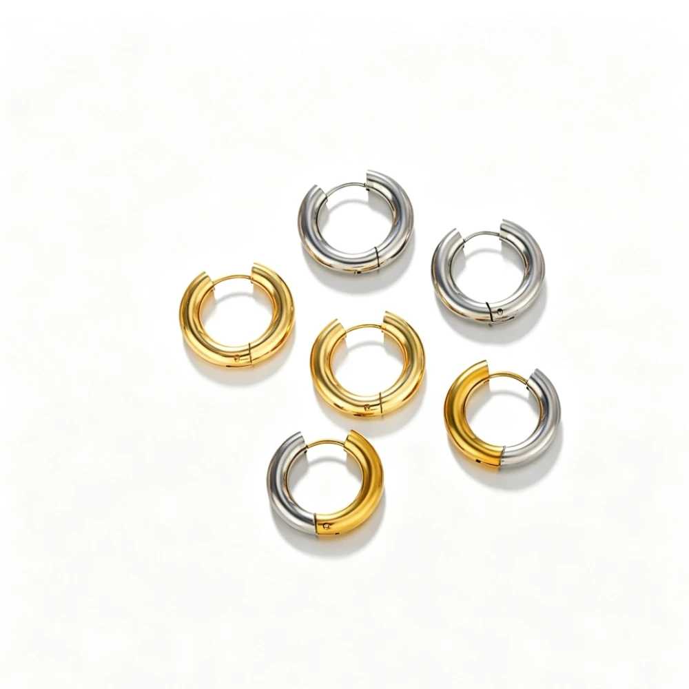 1 Pair Women's Simple Titanium Steel Hoop Earrings, Non Fading Ear Studs for Ear Healing, Wear While Sleeping Ear Bone Rings