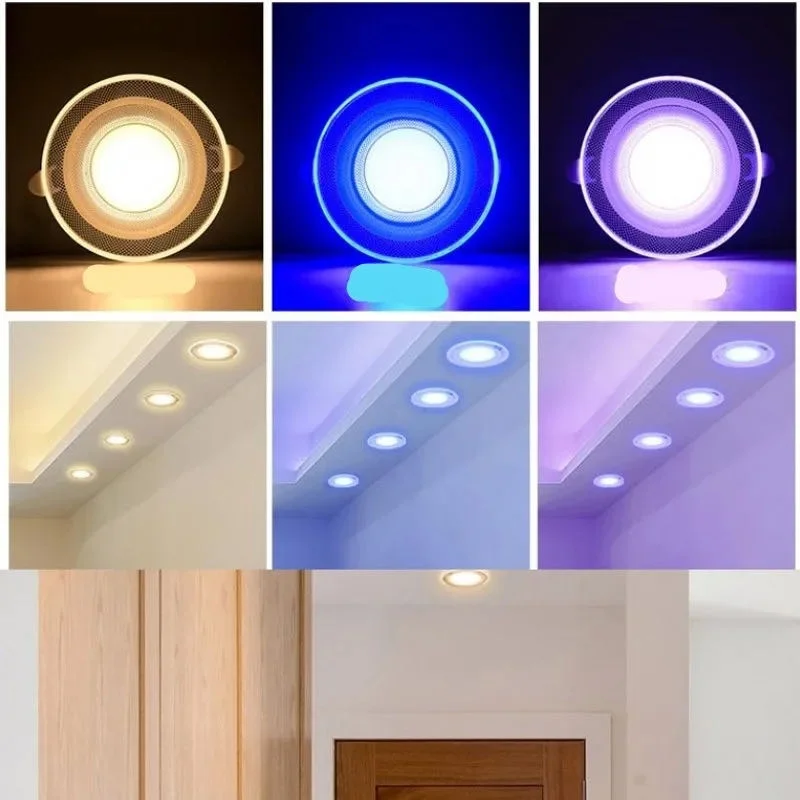 Dimmable LED teto Downlight, Home embutido Spotlight, luz ambiente, 3 cores ajustar, 7W, 14W, AC 220V