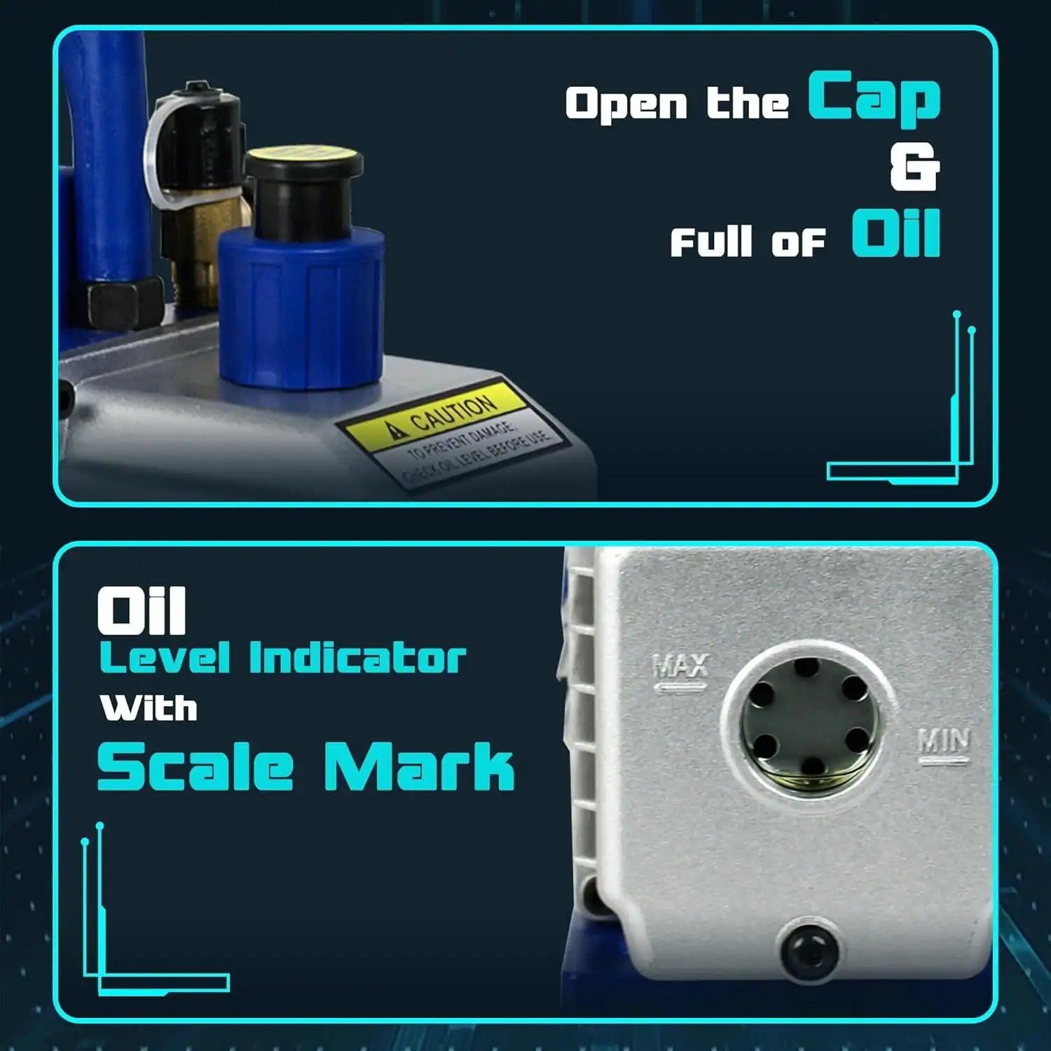 3,5CFM Single-Stage 5 Pa Rotary Vane Economy Vacuum Pump 3 CFM 1/4HP Air Conditioner Refrigerant HVAC Air tool R410a Blue