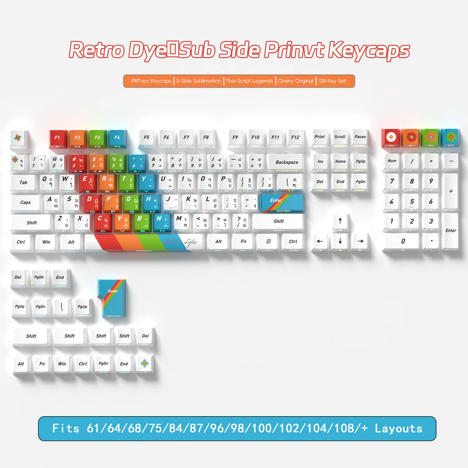 

Thai root [retro theme] mechanical magnetic axis keyboard keycap original five-sided side engraving hot sublimation