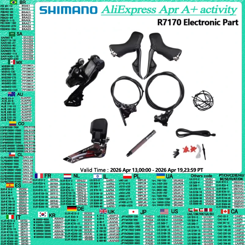 

Shimano 105 R7170 Electronic Part Groupset FD R7150 2x12s RD-R7150 Battery DN300 Road Bicycle Di2 R7170 L05A K05S Small Set