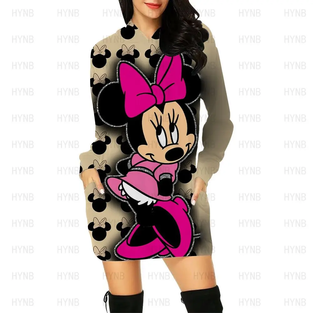 Prom Dresses Hoodie Korean Fashion Long Sleeves Sweater Dress Elegant Women\'s Party 2022 Minnie Mouse Kawaii Disney Sexy Mickey