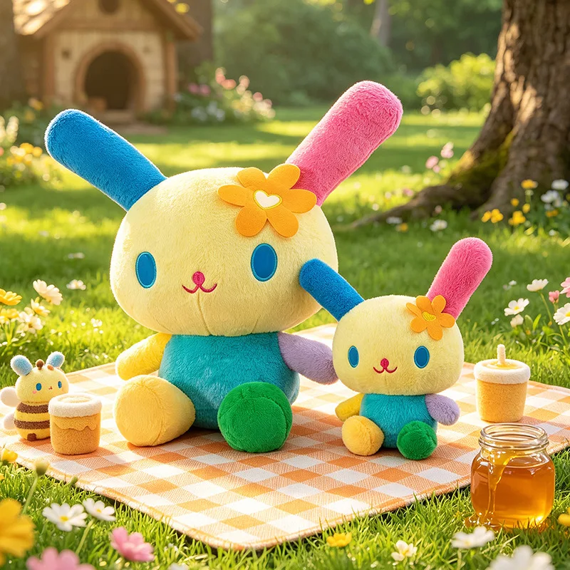 New Usahana Cute Bunny Plush Doll Colorful Rabbit Stuffed Toy Soft Fluffy Cartoon Plushie Multiple Sizes Available Lovely Gift