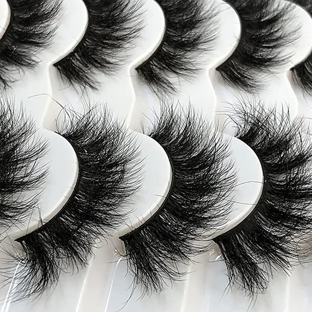 7 Pairs 6D Faux Mink Lashes Bulk Russian Volume Fluffy Natural False Eyelashes Thick Dramatic Mink Eyelashes