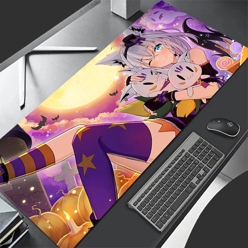 

Mousepad Computer Gaming Accessories Keyboard Pad Office PC Rubber Mouse Pad Decoracion Hololive Shirakami Fubuki Desk Mouse Mat