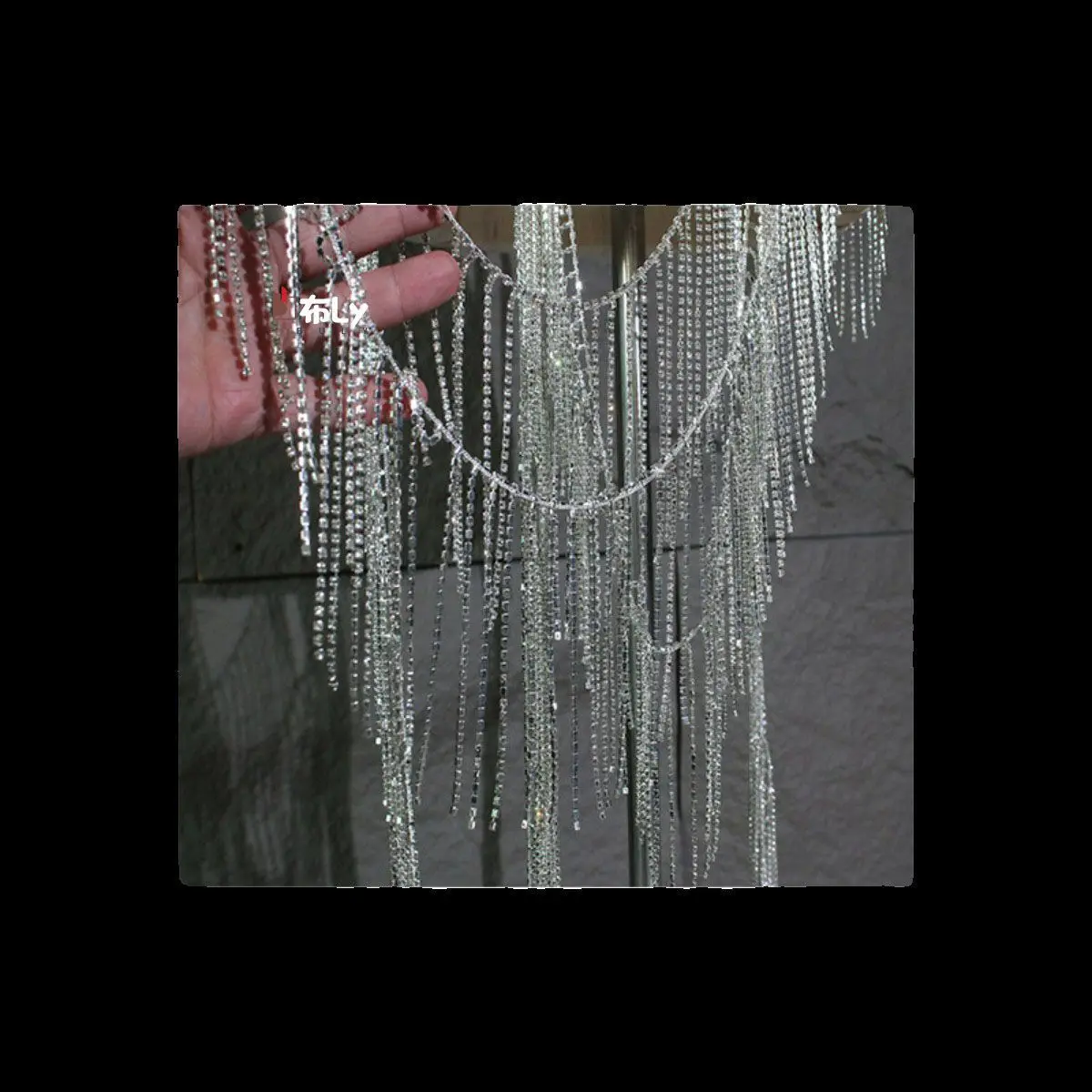 كريستال الترتر شرابة سلسلة حجر الراين أداء زي DIY بها بنفسك مخيط يدويا قلادة المواد فستان الزفاف الديكور #5