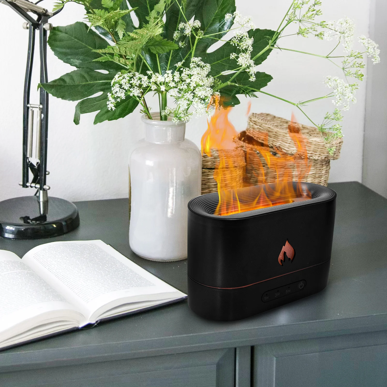 

Реалистичный диффузор пламени, бесшумный диффузор эфирного масла, увлажнитель для дома, офиса, спальни, декоративная ароматерапия