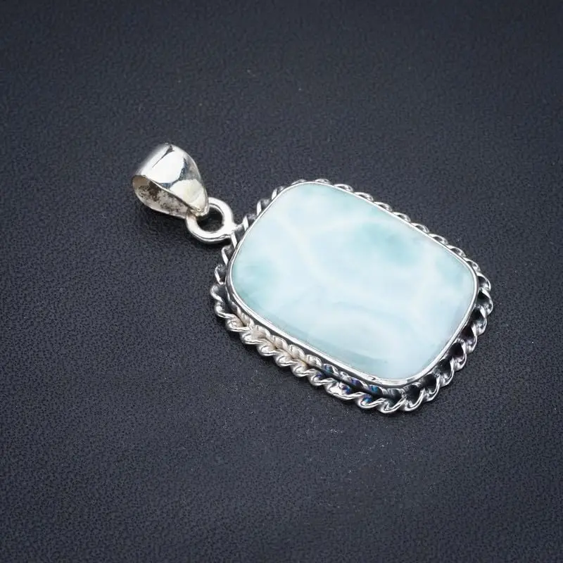 StarGems® Natural Larimar Handmade 925 Sterling Silver Pendant 1.5