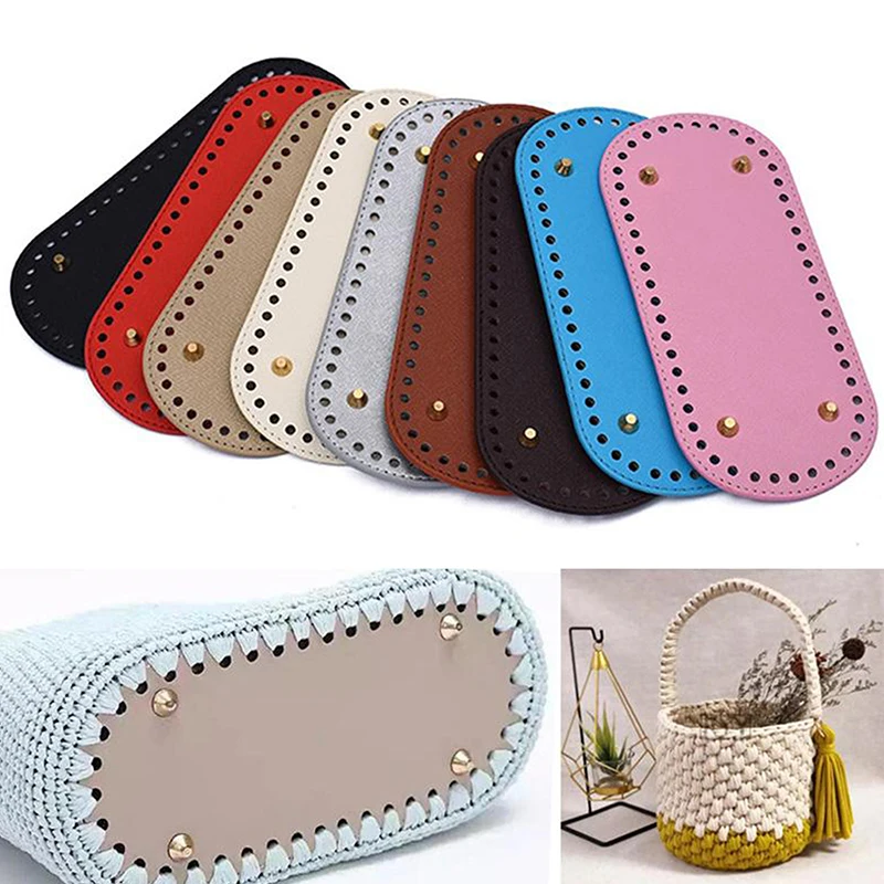 New【22*10cm Long Bottom Knitted Bag PU Leather Bag Base Handmade Bottom With Holes Diy Crochet Bag Bottom Accessories】