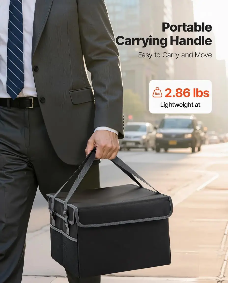 

Огнестойкий ящик для документов, 1832 ℉ Термоизолированный огнеупорный и водонепроницаемый контейнер, компактный и складной дизайн, портативный для дома и улицы