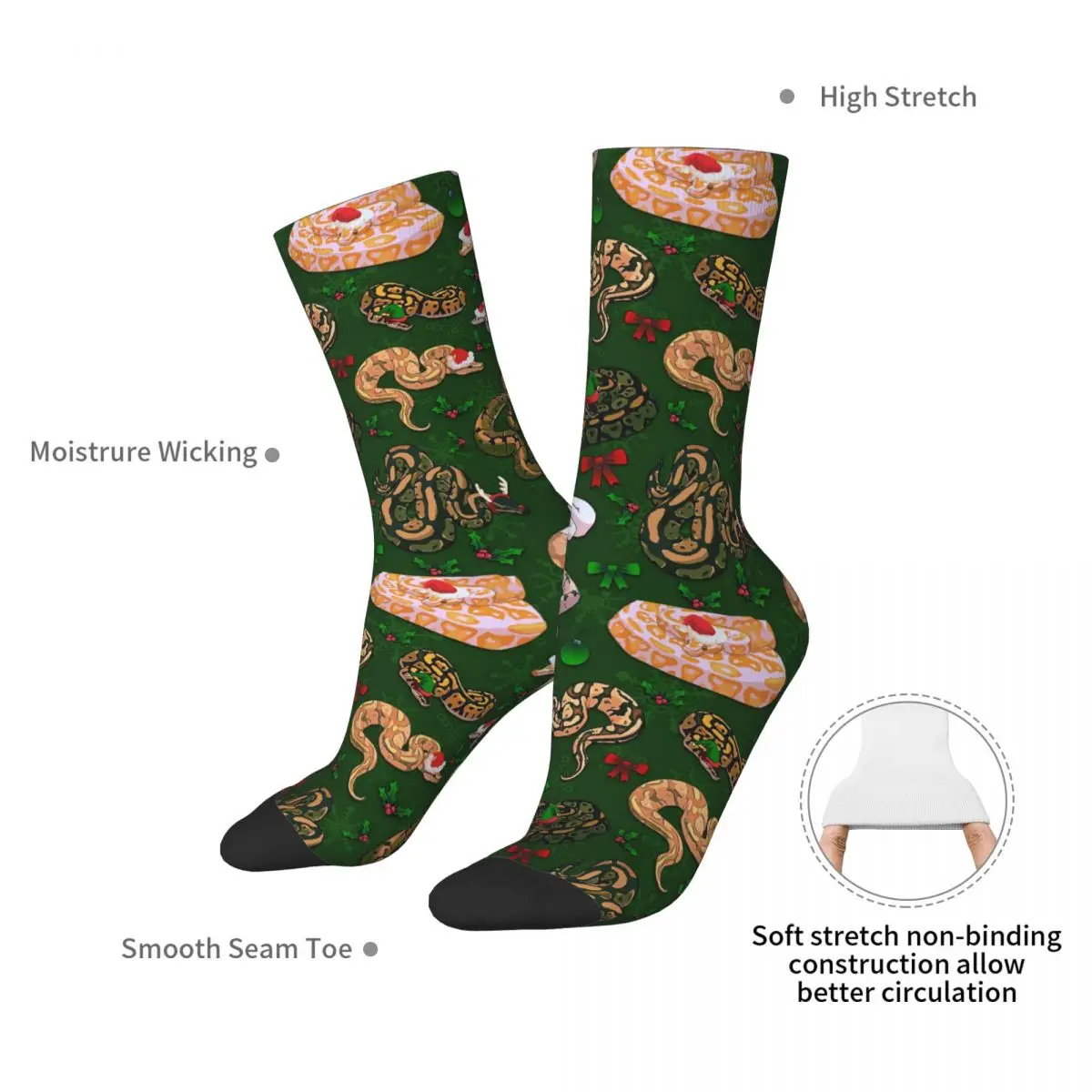 Ball Python Morph XMas Holiday Socks Harajuku High Quality Stockings All Season Long Socks Accessories for Man's Woman's Gifts