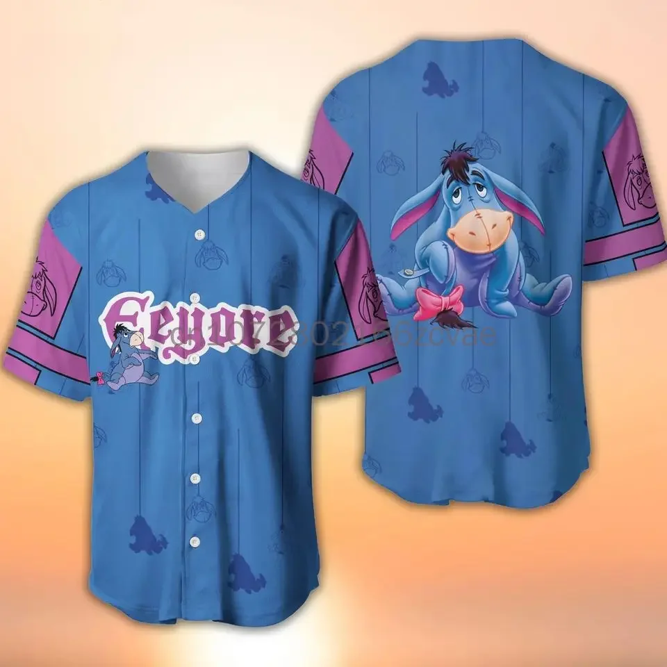 Disney Winnie the Pooh Eeyore Baseball Jersey 3D Printed Retro Street Harajuku Men's and Women's And Kids's Baseball Jerseys