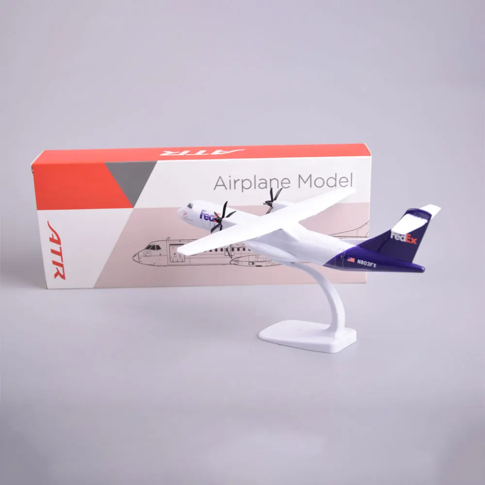 Atr 72 Plane Model 27CM 1/100 Scale Aircraft Fedex Express ATR With Rolling Wheels Simulation Airplane Model Collected Gift