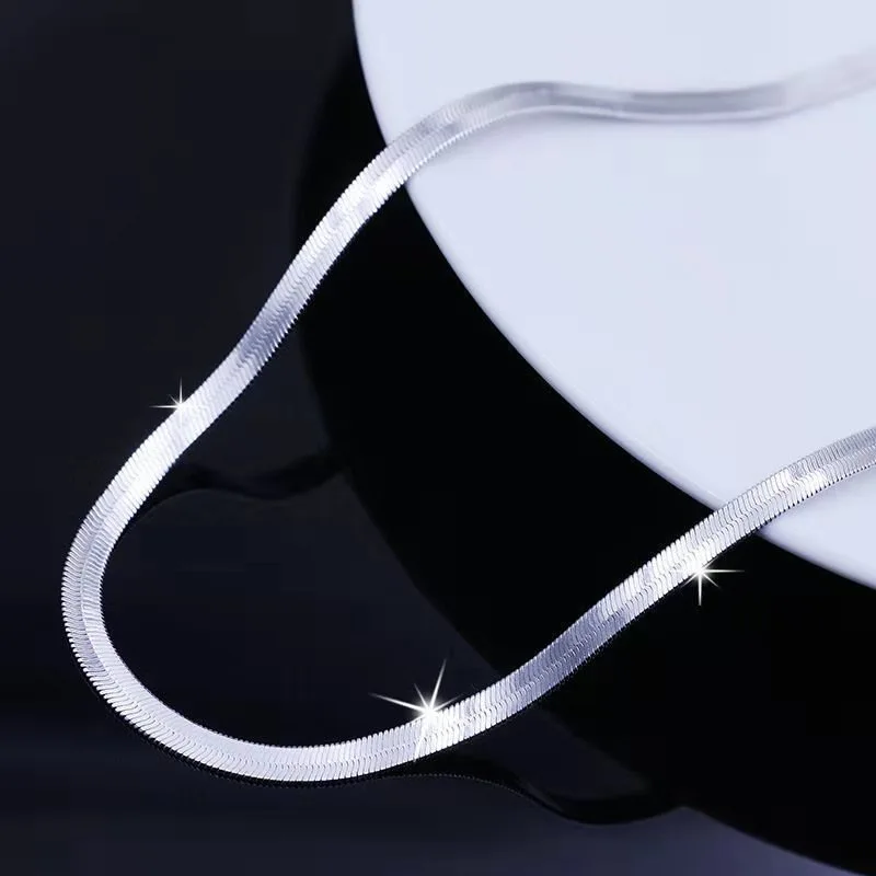 925 Sterling Silver Thin Leaf Chain Necklace for Men Women Luxury Wedding Party Jewelry Holiday Gifts 4MM