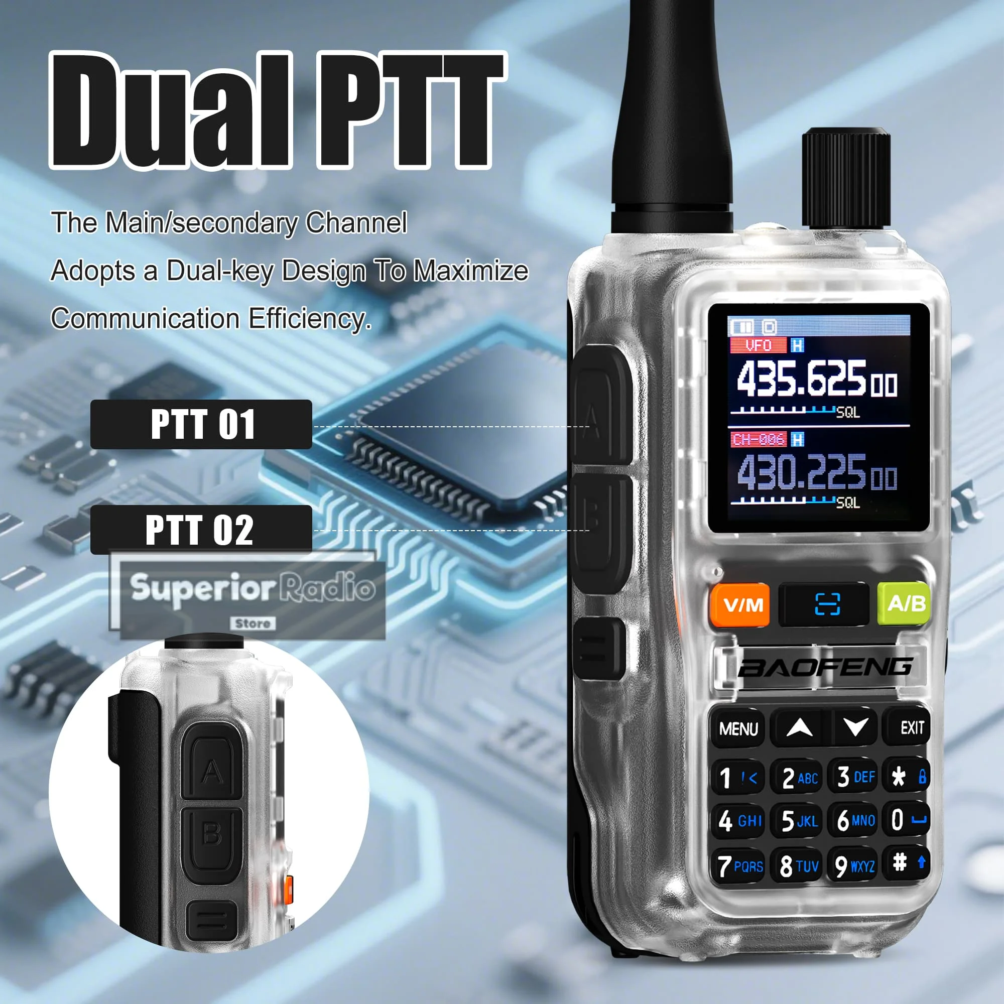 1/2/4PCS Baofeng UV-5R Mini Walkie Talkie Transparent Type-C Versatile AM FM Fast Copy High Capacity Alarm Function DTMF Radios