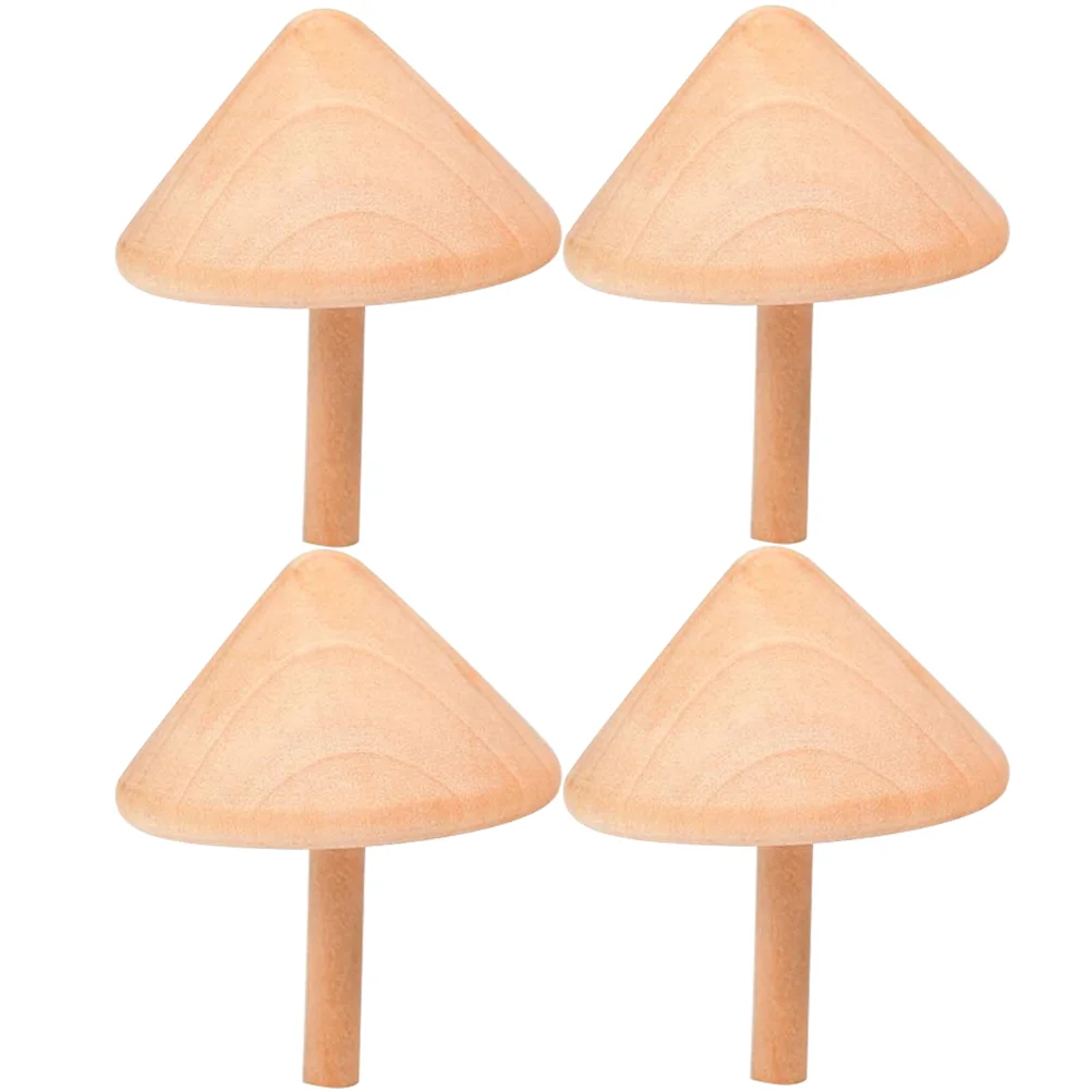4 Pcs Wooden Spinning Top Mini Toys for Kids Outdoor Portable Children Gyro Playthings Tops