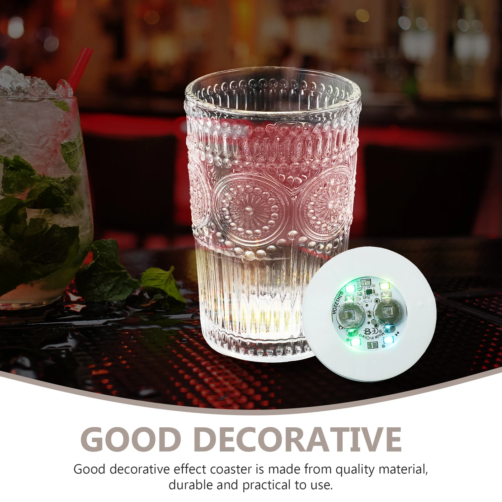 

12pcs Led Cup Light Up Coasters Decorative Table Heat Proof Bar Wedding Party Bottle Mat For Home Ktv Dining Table Cup