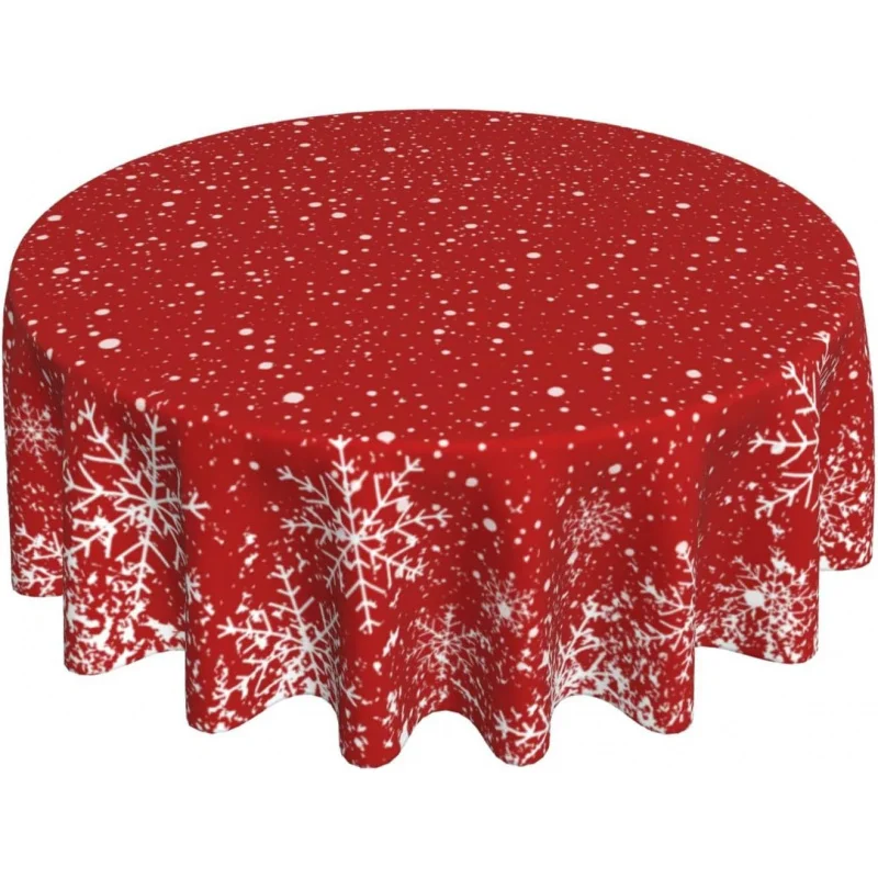 

Christmas Snowflake Red Round Tablecloth 60X60cm Kitchen Picnic Party Decoration