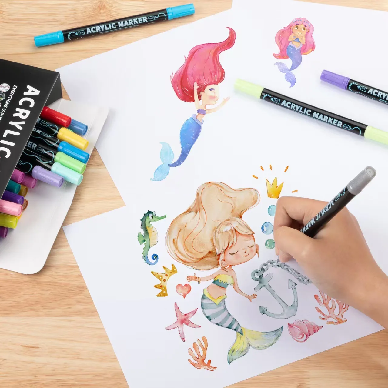 100/120 Colors Dual Tips Acrylic Marker for Painting Kids Stone Paint Markers Ceramic Glass Wood DIY Art Stationery School