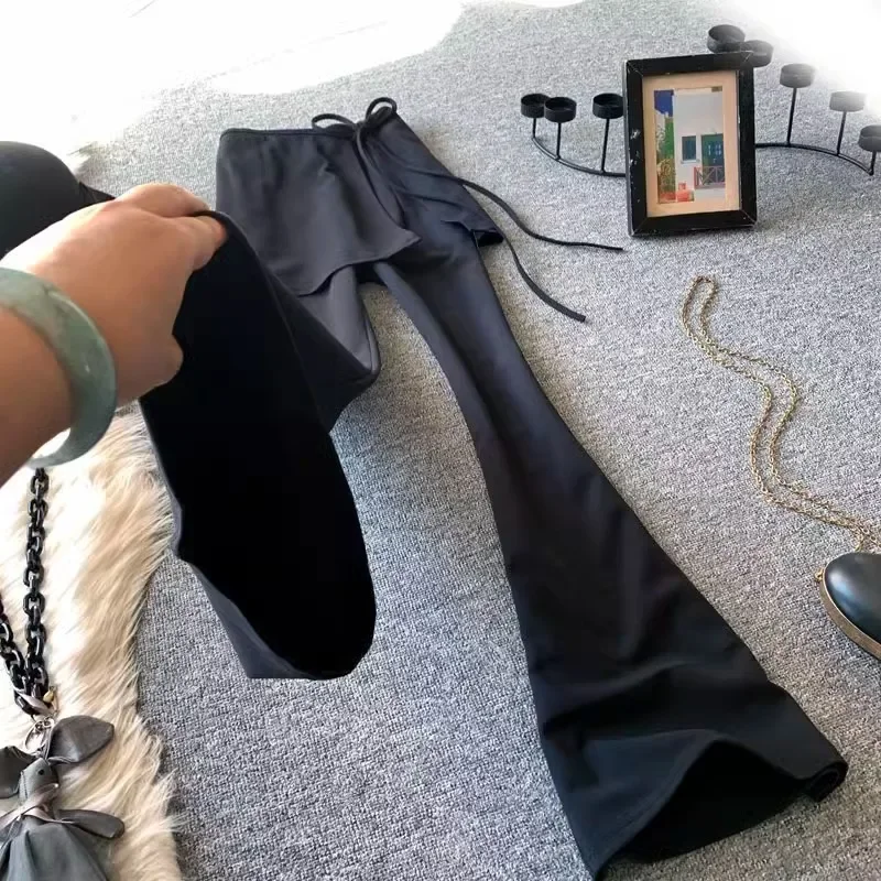 Wide Leg Women Streetwear Black Flare Pants Pantalones Mujer Trousers Slim High Wais Sweatpants 2025 New Spring Y2k