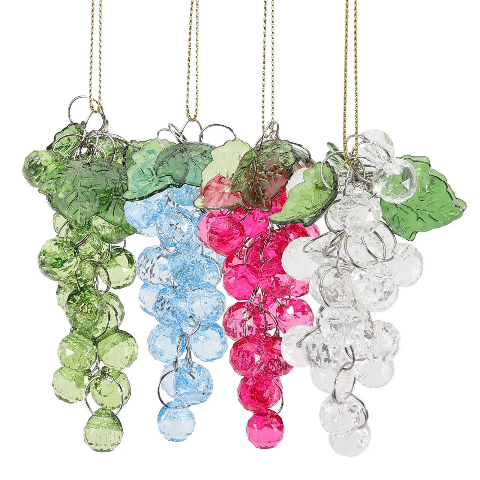 

4Pcs Acrylic Grape Beaded Ornament Handmade Cluster Party Decoration Wedding Xmas Tree Hanging Decor Acrylic Grape Ornament