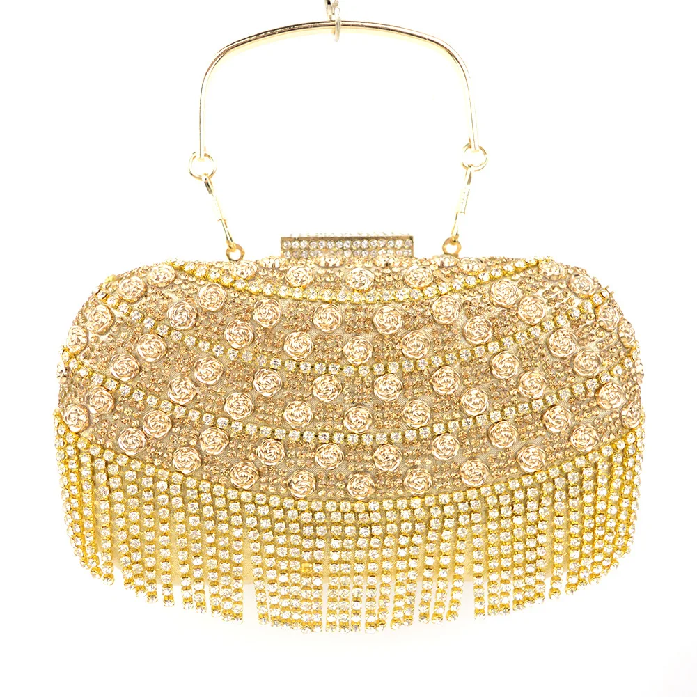 Diamond Rose Diamond Fringed Banquet Dinner Bag Bridal Handbag Women's Dress Bag Luxury Designer Bags High Quality Sac De Soirée