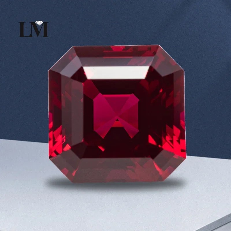 

Lab Grown Ruby Pigeon Blood Red Square Asscher Cut VVS1 Gemstone Charms DIYJewelry Making Materials Selectable AGL Certificate