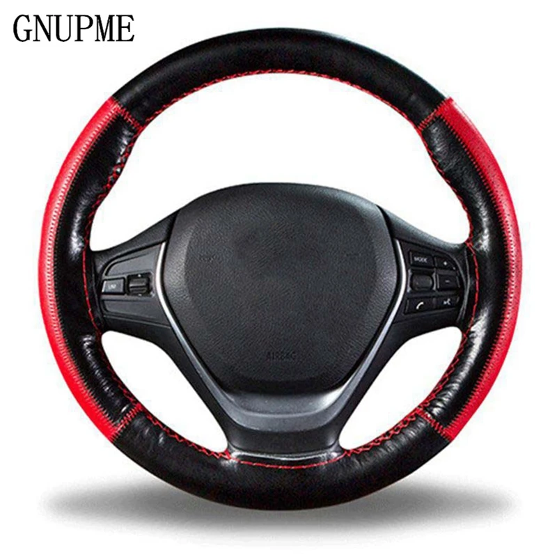 DIY Braid on the Steering Wheel Soft Genuine Leather Steering Wheel Cover 38cm Universal Steering Covers With Needle and Thread