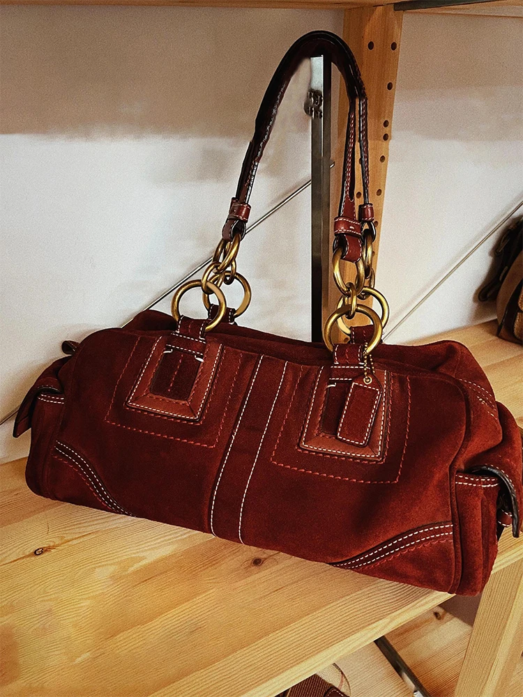 

Fashionable And High-quality Suede Suede Leather Shoulder Bags Light Luxury High-end Feel Personalized Car Stitching Women's Bag