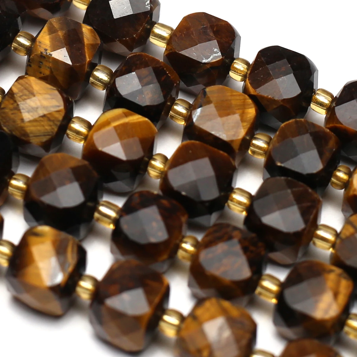 Natural Tiger Eye Stone Faceted Cube Loose Spaced Beads 8x8mm Jewelry Making DIY Necklace Bracelet Accessories