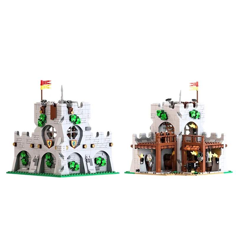 MOC Model budynku średniowieczny zamek seria DIY montaż rzeźniczy kąt klocki zabawki dla dzieci prezent na boże narodzenie
