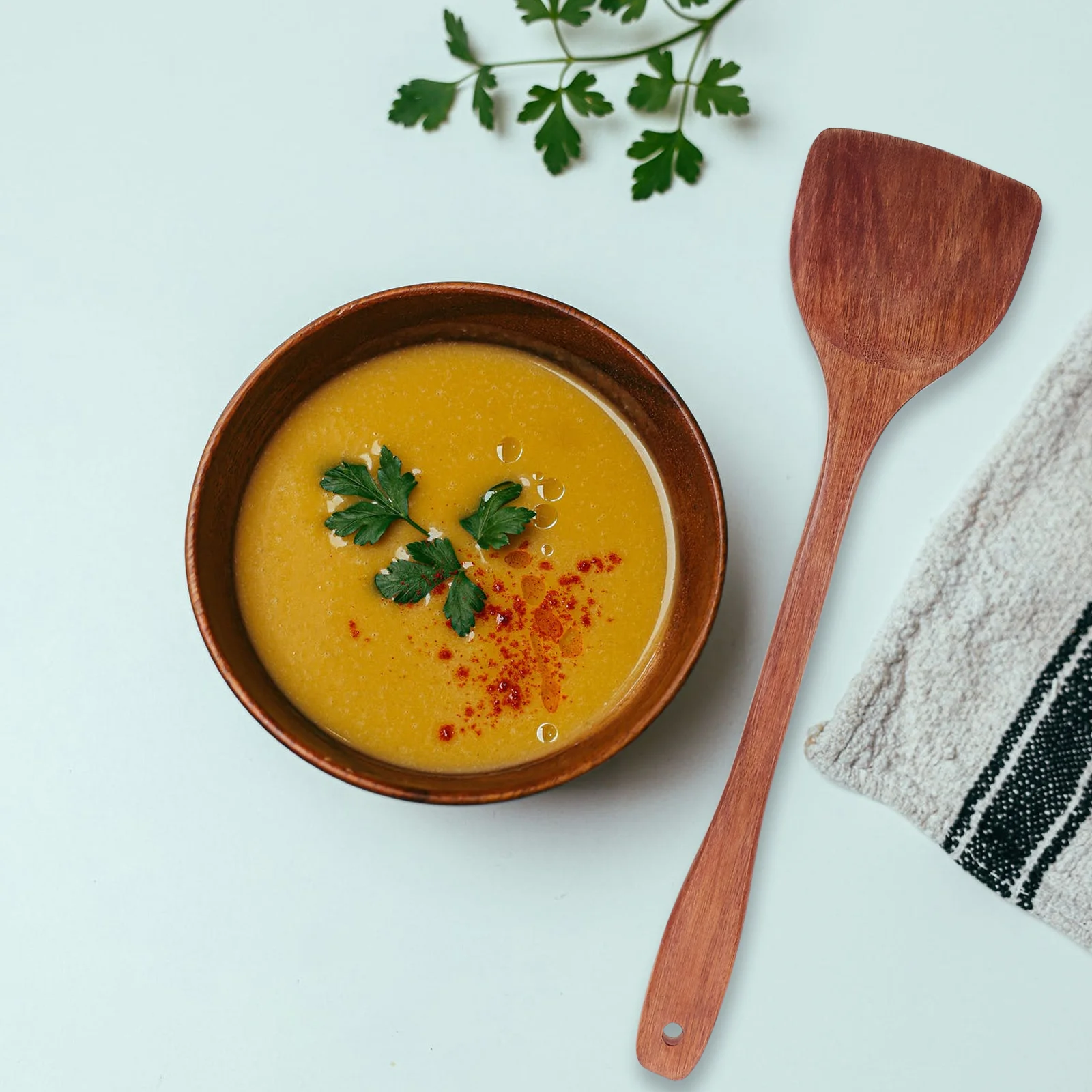 

2Pcs Kitchen Utensil Wooden Spatula Heat resistant Long H Shovel Food Grade Safety Material Hanging Design Cooking Tools