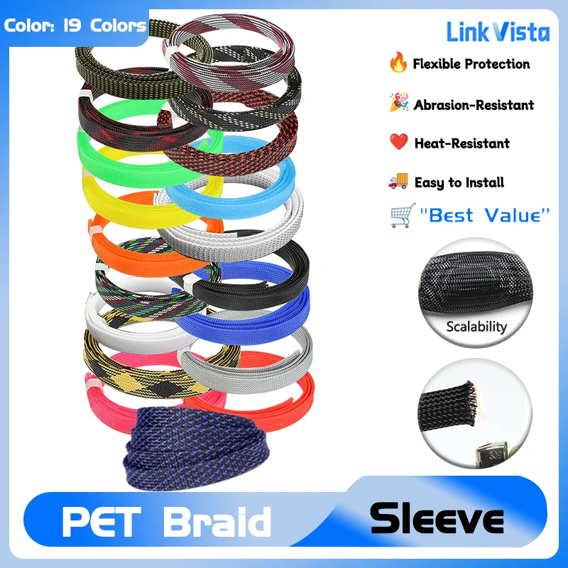 

(2-40 мм) для надежной проволочной изоляции, профессиональный расширяемый кабельный рукав, плетеная оболочка из ПЭТ высокой плотности, рукава 1/3/5/10 м