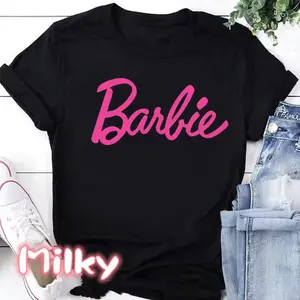 Barbie Short Sleeve T -shirt, Mùa hè thời trang, đồ họa phụ nữ t -shirt, Women's Cartoon T -shirt, Top Ladies Shirt, 2024 6 Quần áo Barbie dành cho người lớn bán hàng chính - №2
