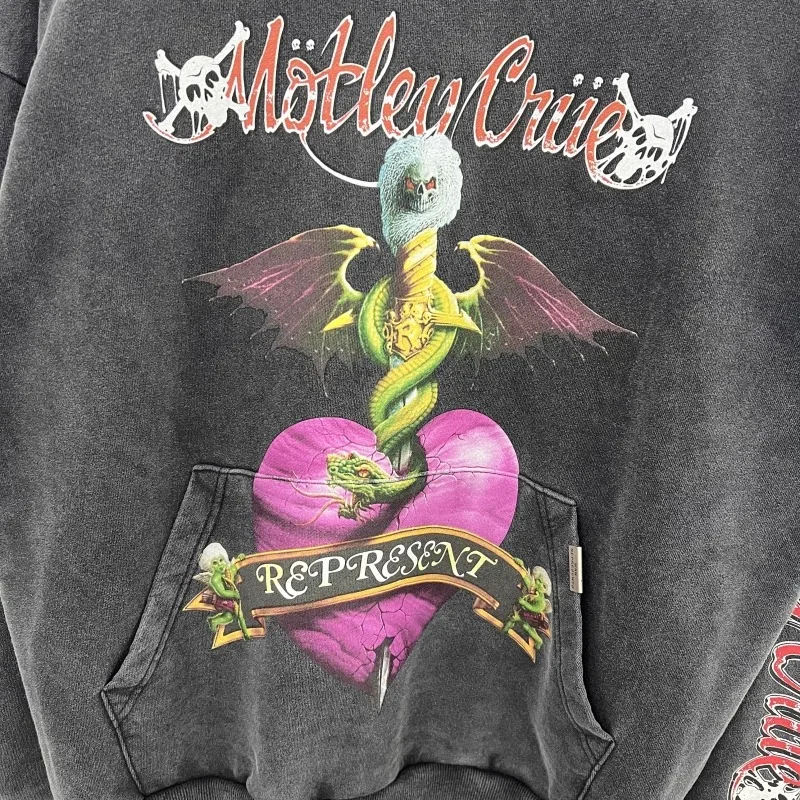 معطف بقلنسوة أمريكي ثقيل الوزن بتصميم كلاسيكي من فرقة الروك بطباعة جمجمة للرجال والنساء #5