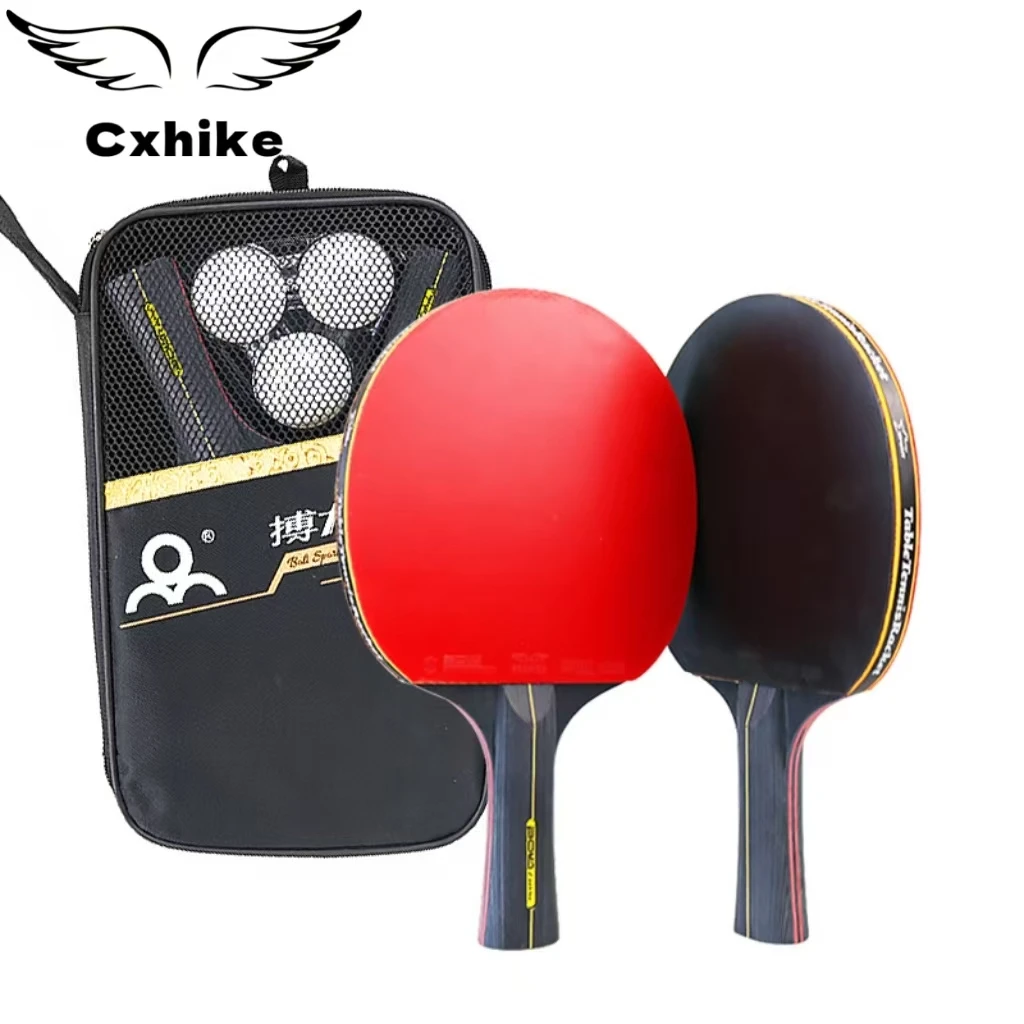 

6 Star Table Tennis Racket 2PCS Professional Ping Pong Racket Set Pimples-in Rubber Hight Quality Blade Bat Paddle with Bag