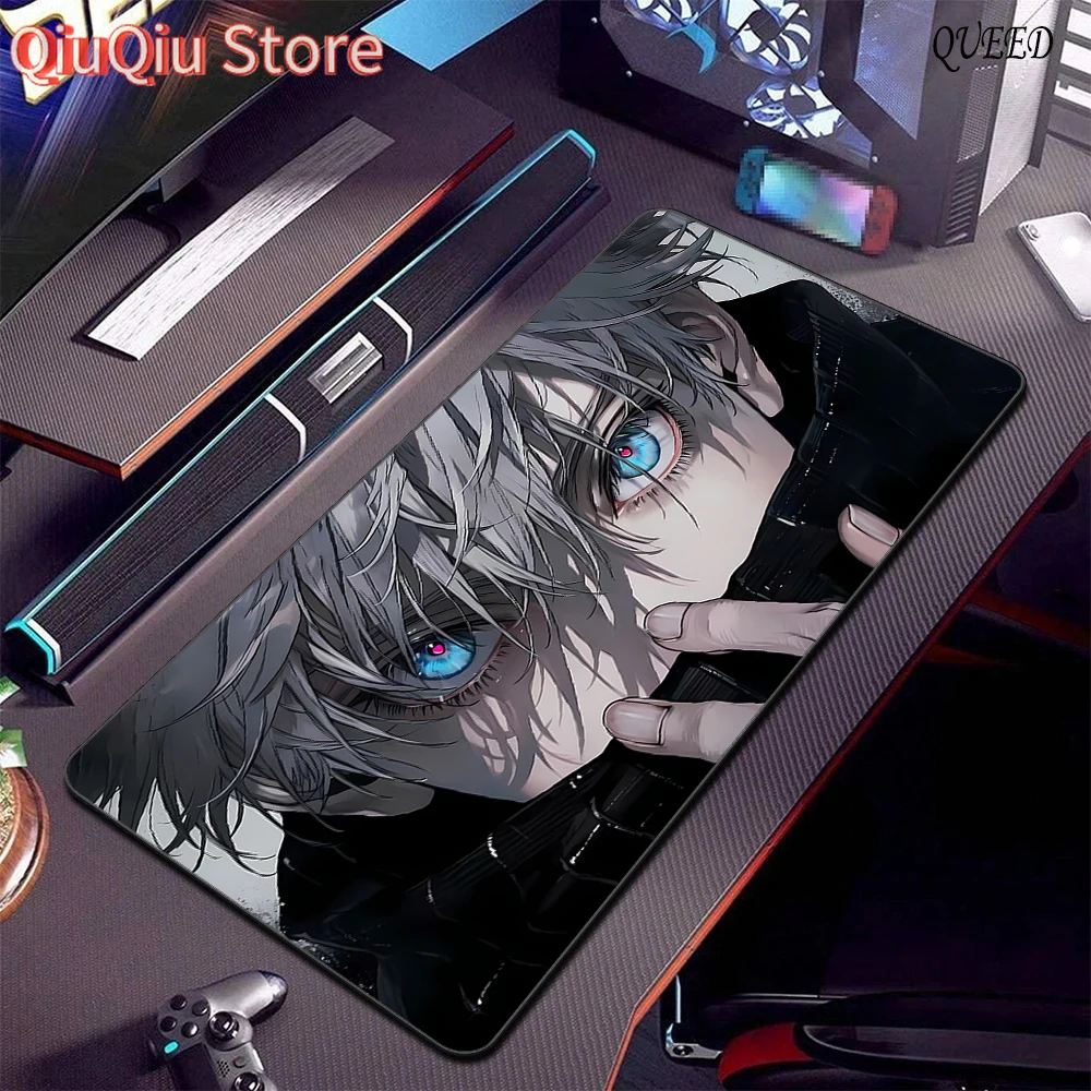 Large Gaming Mouse Pad Jujutsu Kaisen Gojo Satoru Mousepad LockEdge Thickened Computer Keyboard Desk Mat Rubber Anti Slip Mats