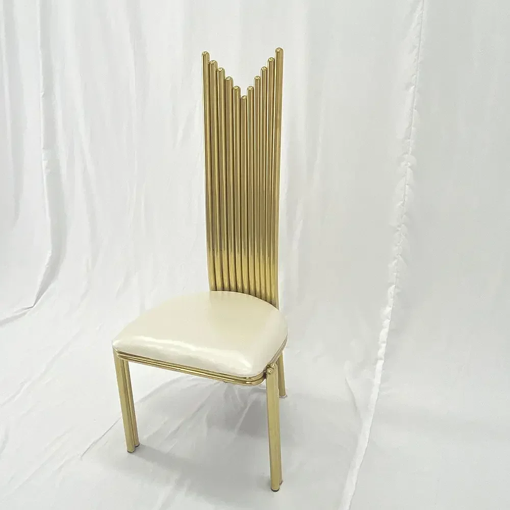 

Luxury exquisite high back stainless steel wedding gold stackable conference chair dining chair
