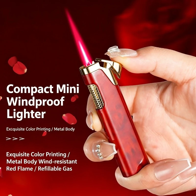 2026 New Luminous Slender Windproof Inflatable Lighter, Straight Into The Flame,Slim and Compact Gift Lighter for Elegant Ladies