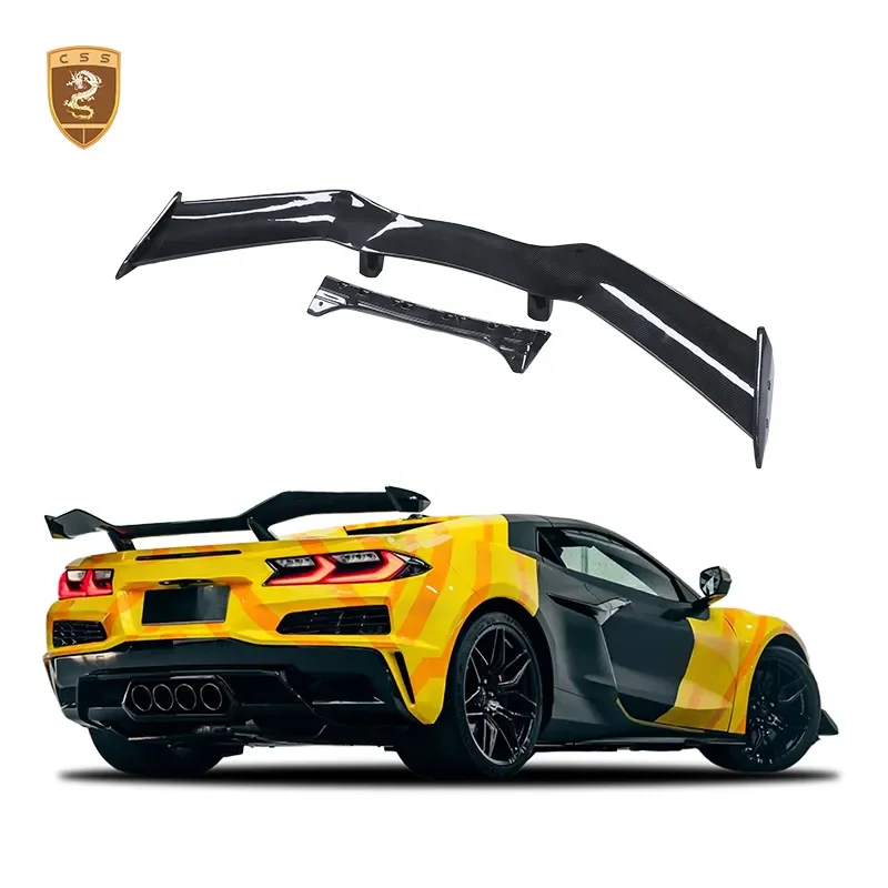 Upgrade to Z07 style carbon fiber rear trunk lip trim for Chevrolet Corvette C8 rear trunk spoiler