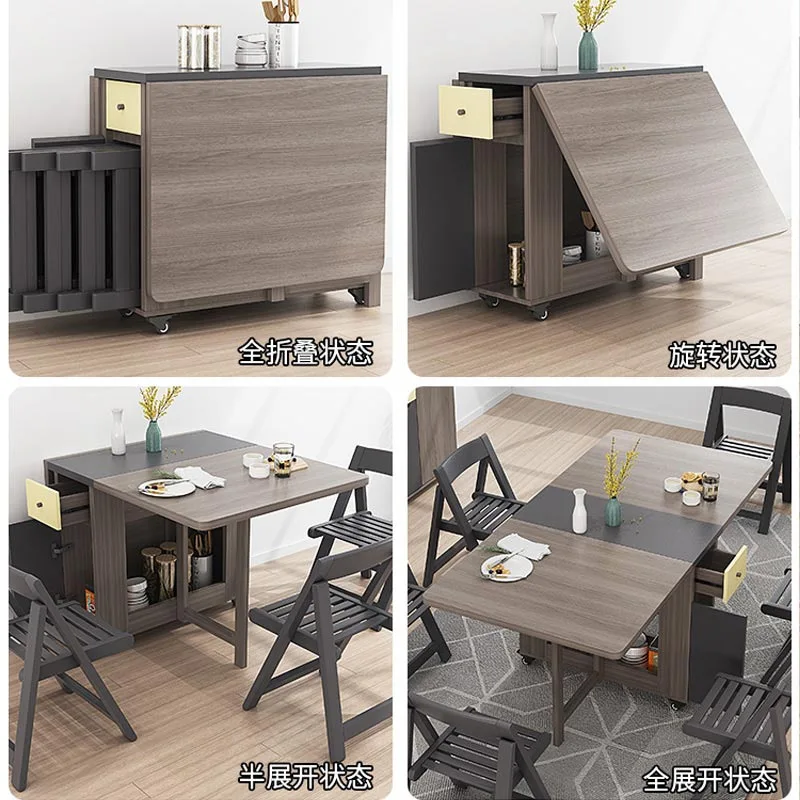 Modern minimalist, retractable, dining table, folding dining table, household